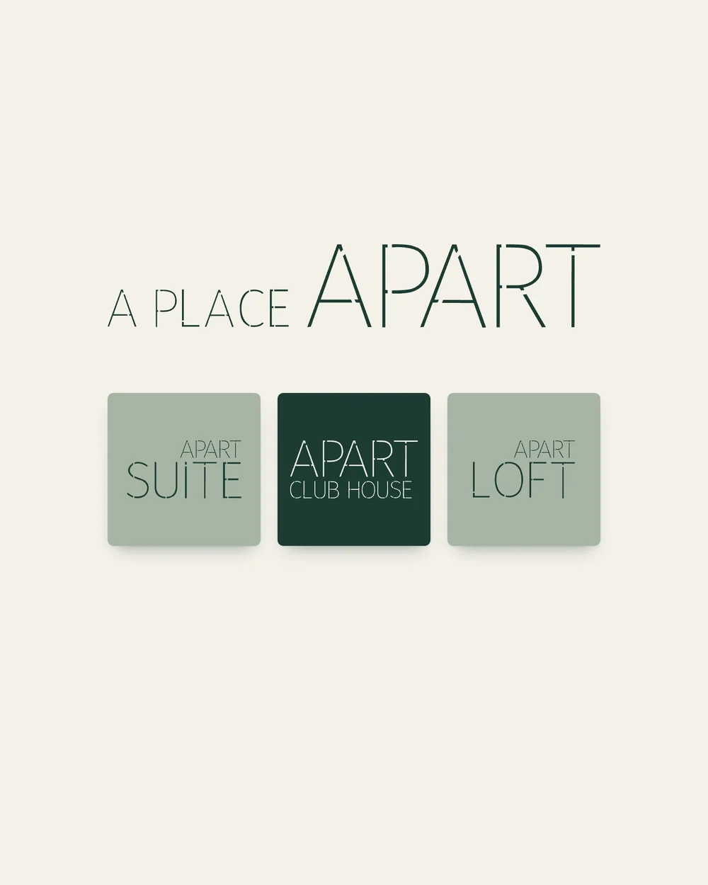 Το τελικό λογότυπο A Place ApArt με τα σήματα των τριών χώρων