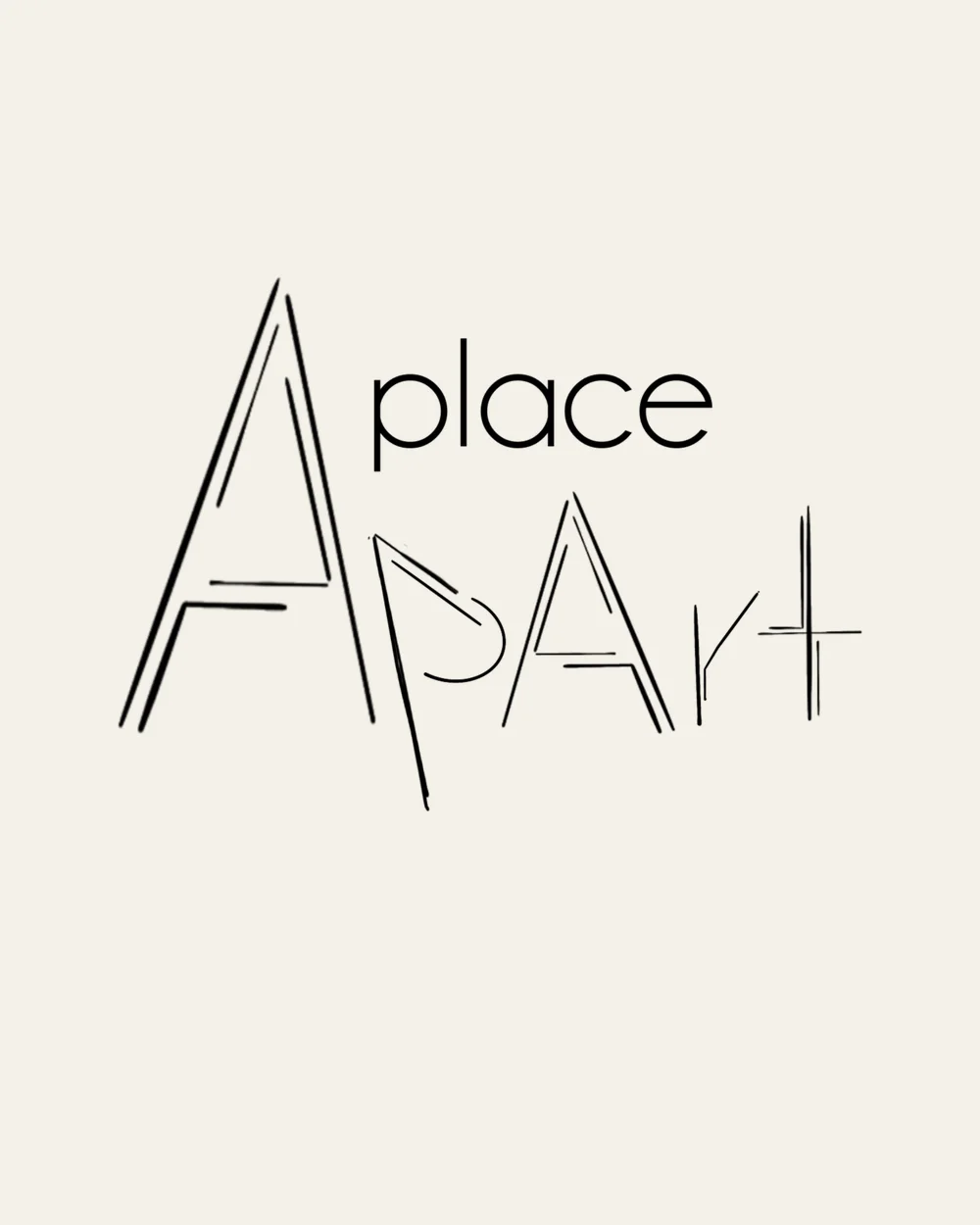 Δοκιμή για το λογότυπο A Place ApArt με λεπτές διπλές γραμμές